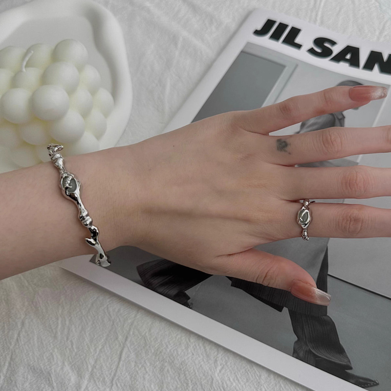 Chinese-style jade personalized bracelet, ring, women's set, ins open index finger ring, new Chinese-style high-end bracelet and jewelry full figure