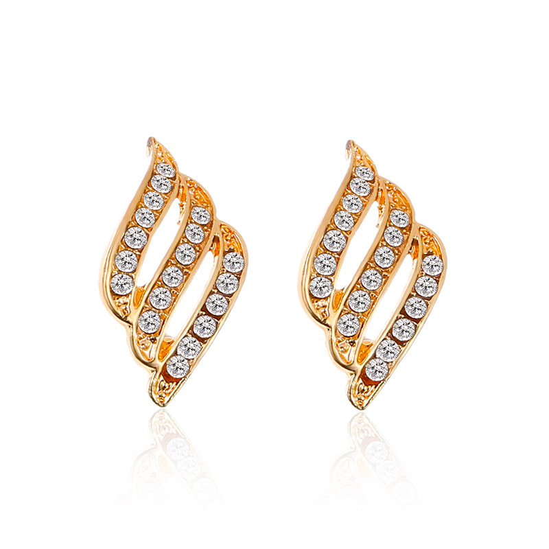 Cross-border best-selling jewelry OL fashionable and elegant earrings Angel Wing Earrings Feather Diamond Stud earrings wholesale for women Item Picture