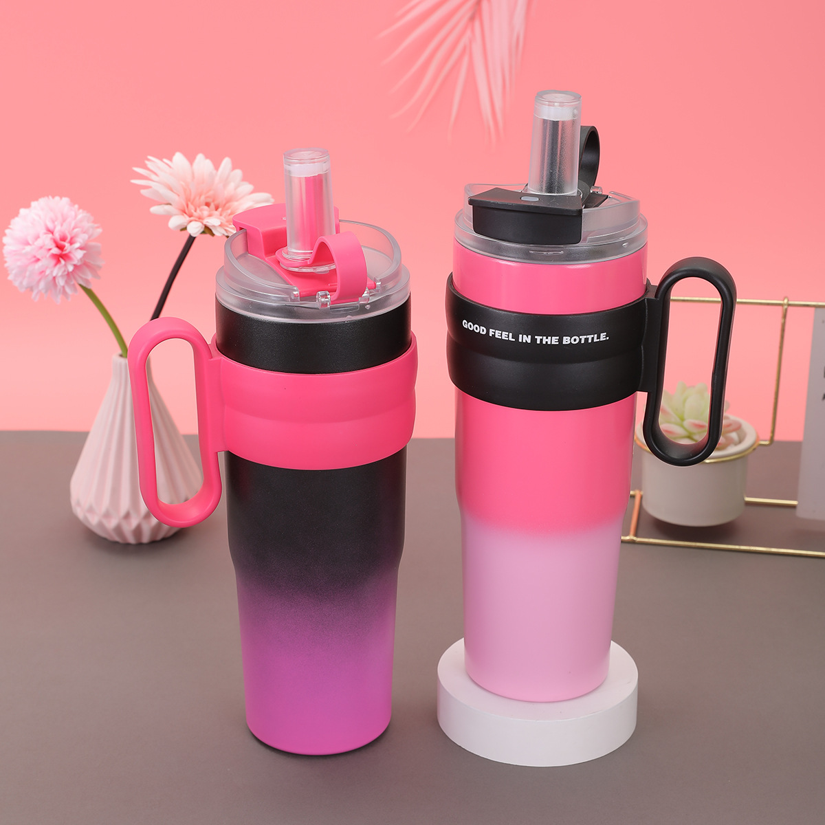 Creative Dopamine Double Drink Giant 40oz large-capacity insulated cup, 304 stainless steel vacuum straw insulated cup Application Scenario