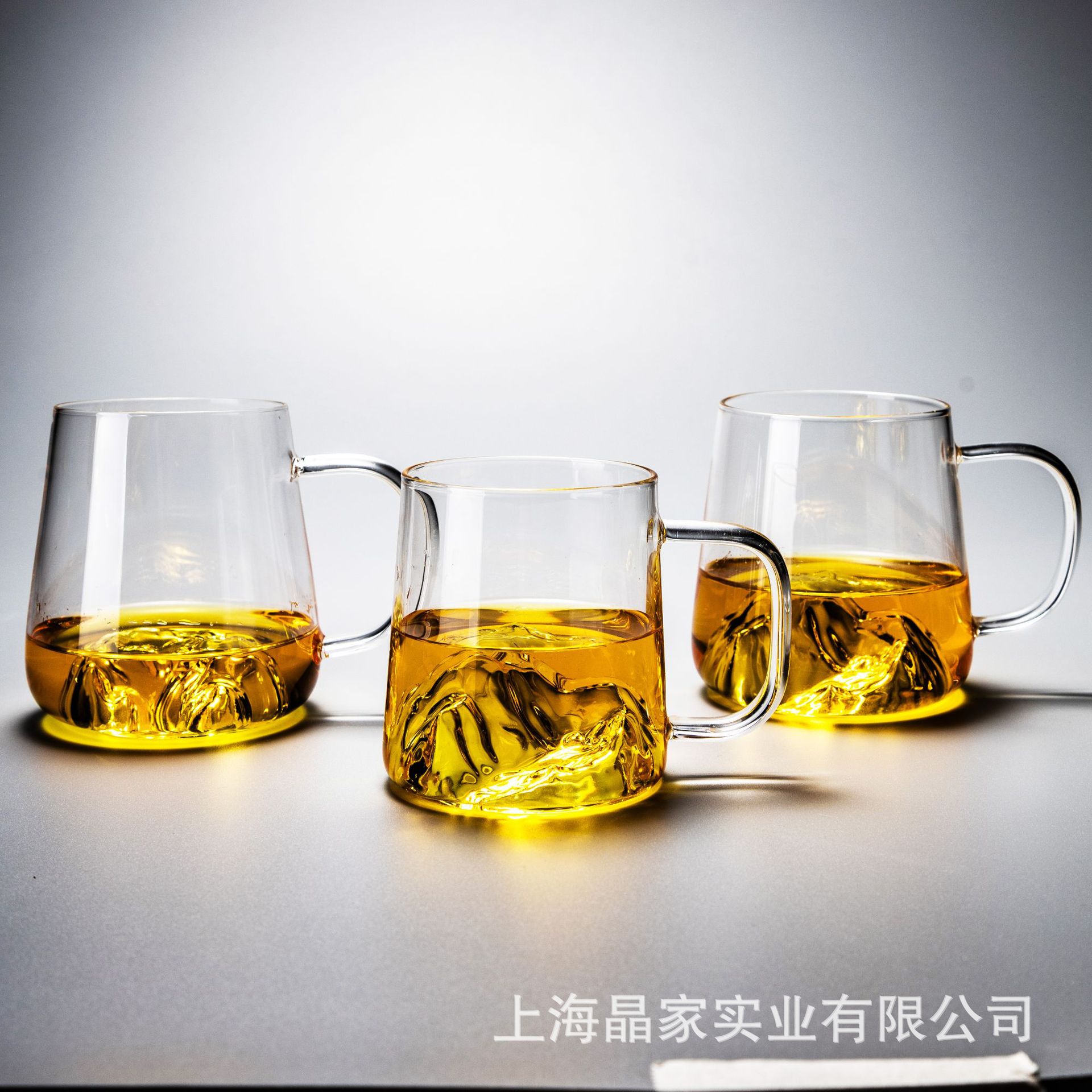 High borosilicate glass single-layer cup, creative mountain viewing cup, tea brewing cup, household juice, milk, coffee cup, tea water printed LOGO full figure
