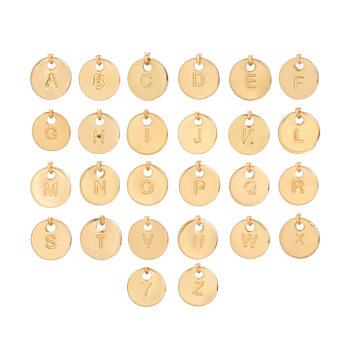 A popular cross-border bestseller from Europe and America, this is an Instagram minimalist 26-letter pendant necklace with a personalized carved small round pendant for women Specification drawing