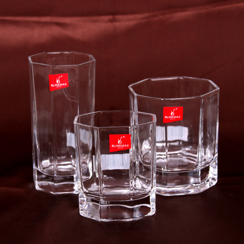 Lizun transparent octagonal cups, whisky cups, beer cups, juice cups, beverage cups, glass cups wholesale with ogo printing Application Scenario