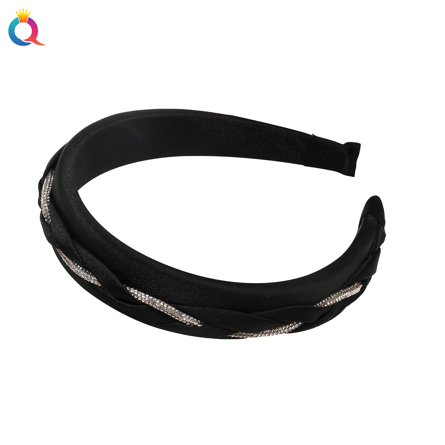 Qiyue Twisted pearl hair band, high-end women's feel, water diamond headband, fresh and simple hair press hole, solid color hair clips and hair accessories wholesale Item Picture