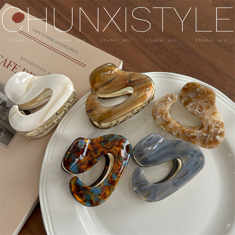 2024 New style upgrade ~ Simple acetate hair clip, gripper, high-end metal clip headwear, shark clip at the back of the head Specification drawing