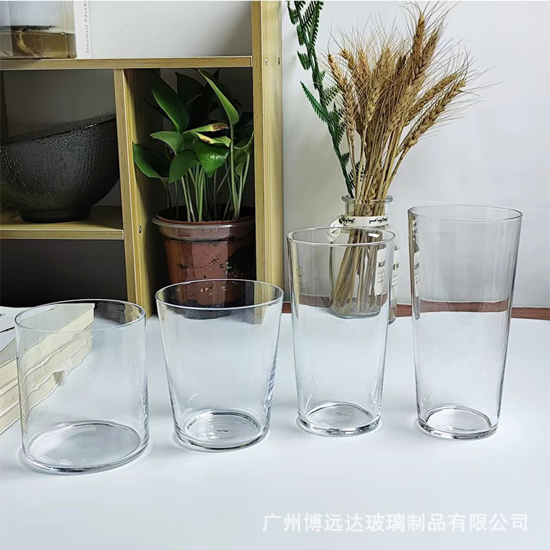 Simple and thin glass cups, coffee cups, American latte cups, tea cups, cocktail cups, transparent cold drinks, juice and milk cups full figure