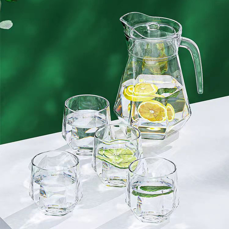 Cold water bottle and cup set: Simple household large-capacity teapot, high-quality appearance water ware, glass drinking cup and water bottle details Picture