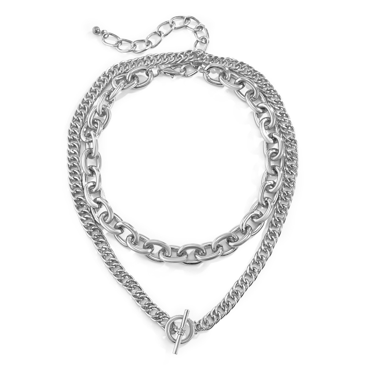 Fashion street style OL multi-layer cross-chain necklace, hip-hop trend metal necklace, European and American cross-border snow soft accessories Item Picture