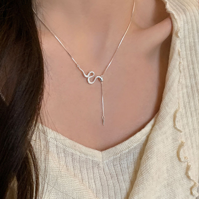 Simple and stylish snake tassel necklace for women, unique and fashionable, versatile necklace, collarbone chain for women full figure