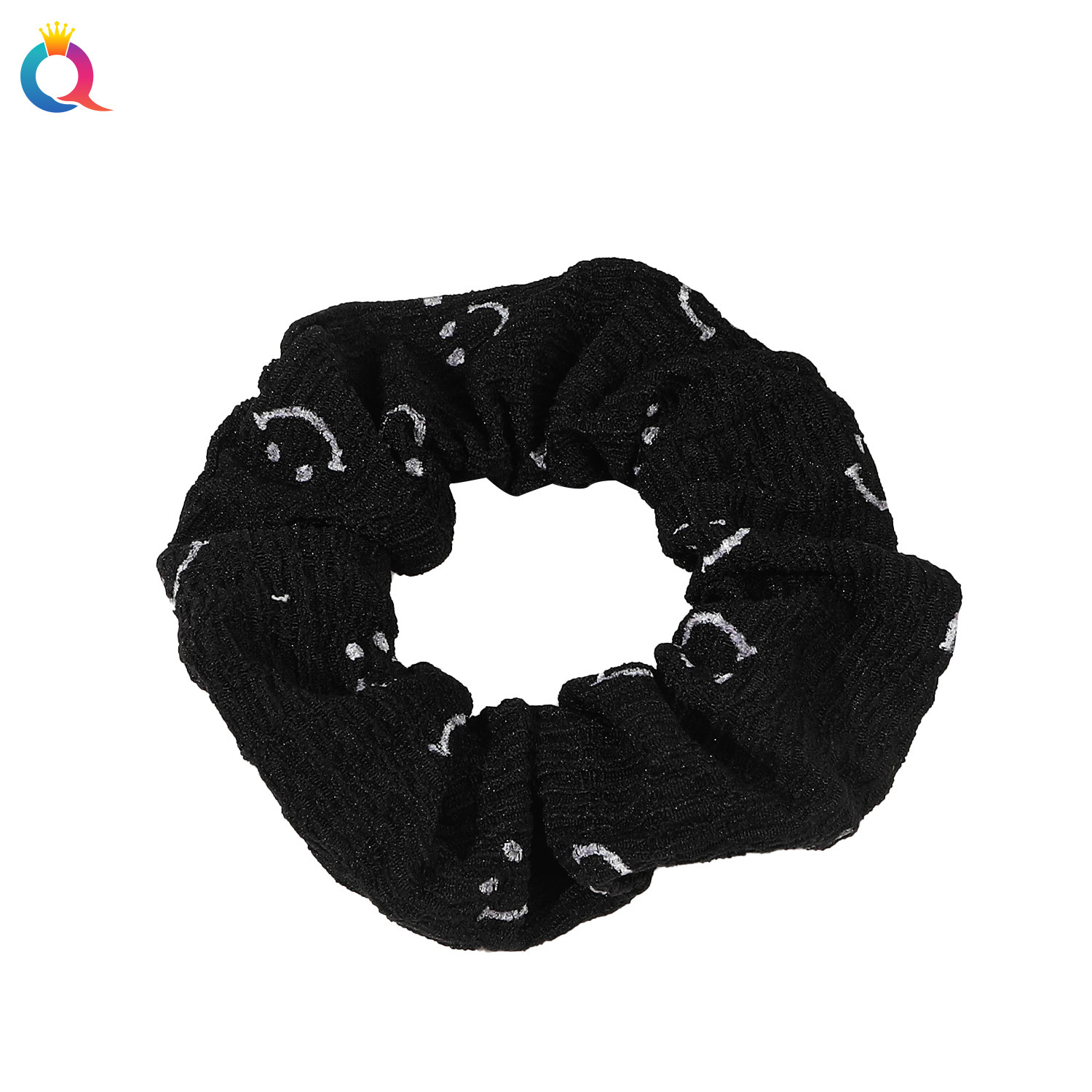 Qiyue Cross-border Fabric Hair Tie, Smiling Colon Hair Band, women's bun hairstyle, ponytail hair tie, Colon hair band and hair accessory wholesale Application Scenario
