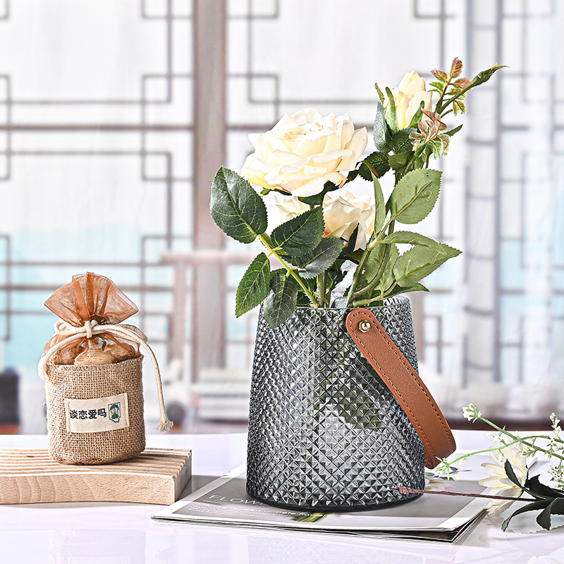 ins Nordic-style handle vase, new Douyin large-mouth vase, hydroponic glass vase for home decoration details Picture