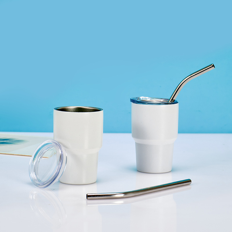 Fluorescent heat sublimation small wine glass, stainless steel heat and cold preservation 3oz luminous cup, mini color-changing luminous straw water cup Specification drawing