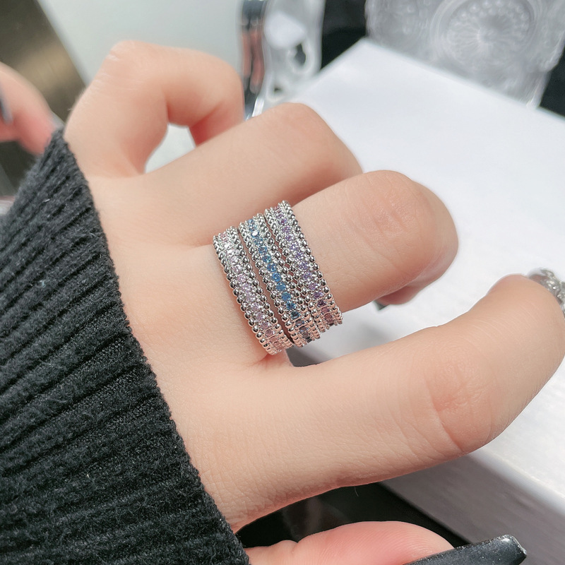 The Starry Sky ring, a single-row texture, simple and fashionable open ring, a best-selling stacked sweet and cool index finger ring that is popular among Internet celebrities full figure
