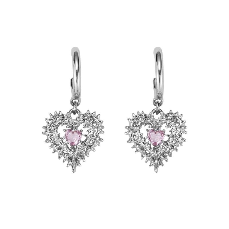 Original design thorns and brambles heart-shaped earrings 2025 New, niche, exquisite, versatile, fashionable and light luxury earrings Item Picture