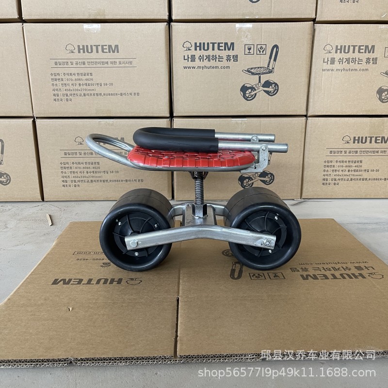 Greenhouse lazy man's cart, agricultural lazy person's stool, mechanic's seat, folding backrest seat, 360-degree rotating mobile cart details Picture