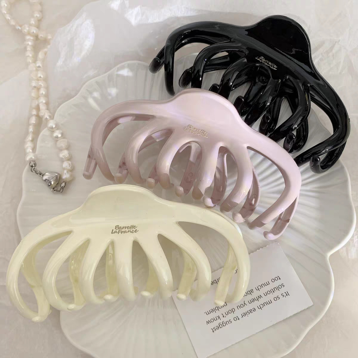 High-end, large pumpkin hair clip, feminine, back of the head, updo hair clip, shark clip, large amount of hair clip headwear details Picture