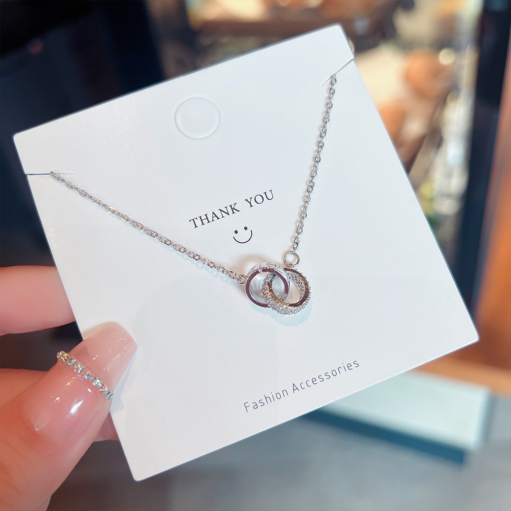 New concentric ring necklace, sweet and cool style, simple and light luxury, niche design sense, best-selling collarbone chain titanium steel jewelry wholesale details Picture