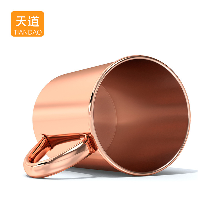 Moscow mule cup, stainless steel cocktail mug, metal rolled edge copper-plated beer hammer cup, bar utensils Specification drawing