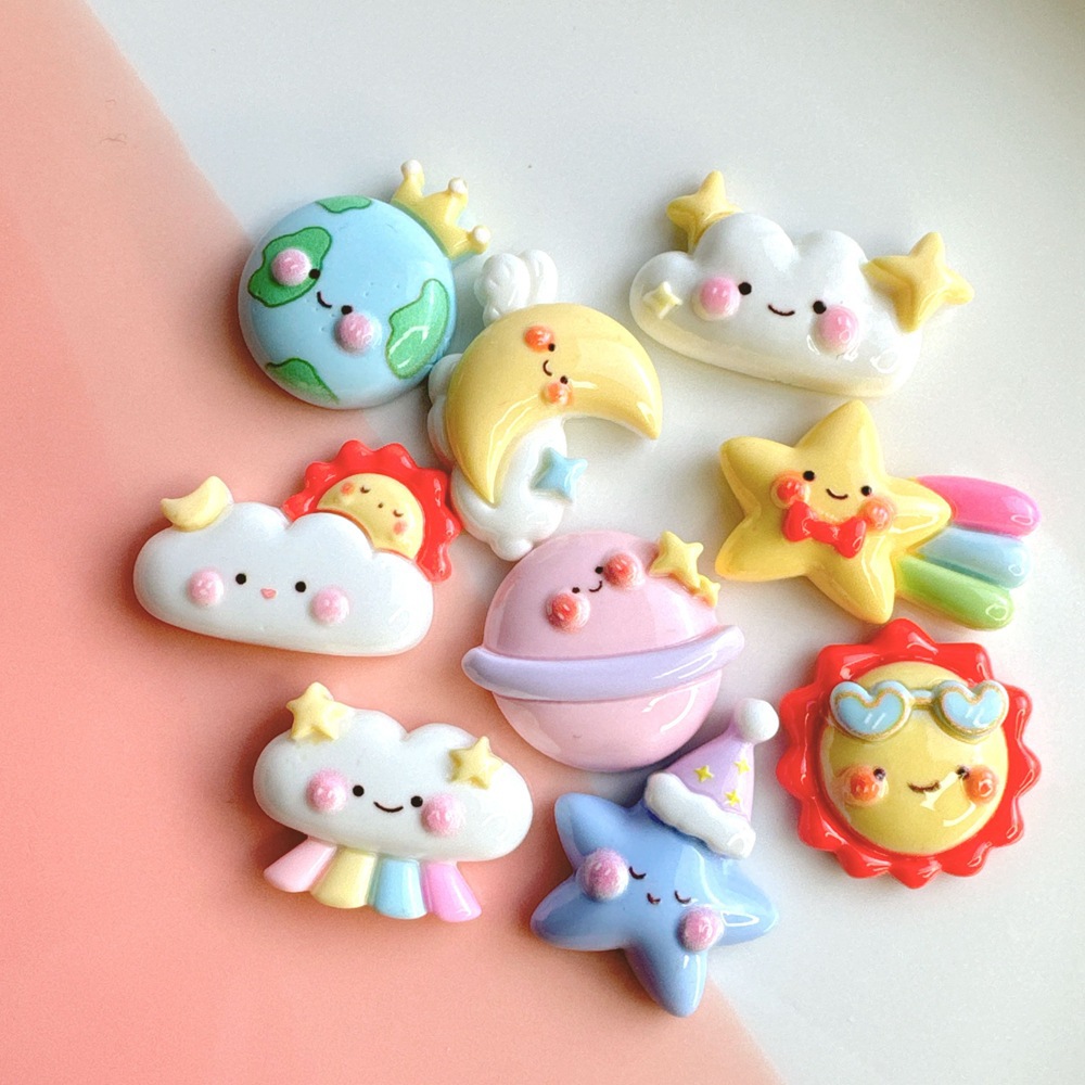 Space Series glossy resin small accessories, diy handcrafted hair clip accessories, hair accessories, shoe buckles, phone case accessories full figure