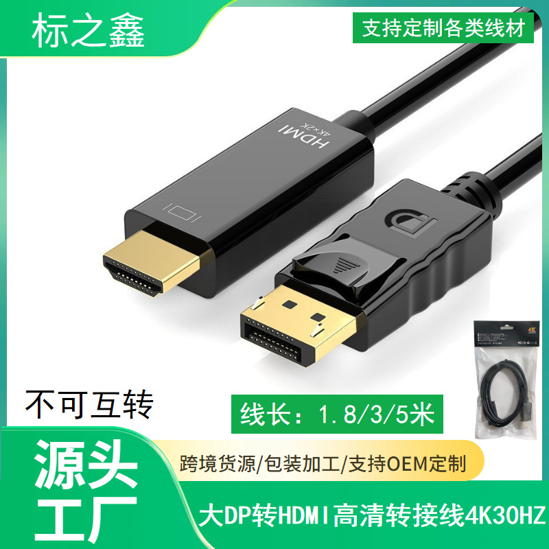DP to HDMI cable 1.8/3-meter Displayport to hdmi cable large DP to HDMI high-definition adapter cable details Picture