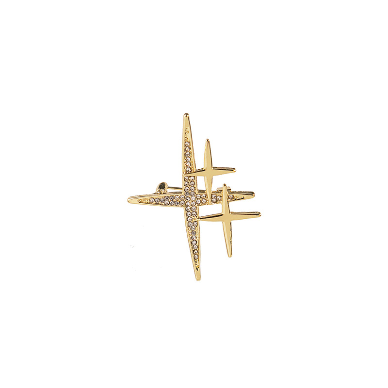 European and American retro metal style diamond-encrusted starfish brooch, suit cardigan, coat, niche pin, simple and elegant accessory Item Picture