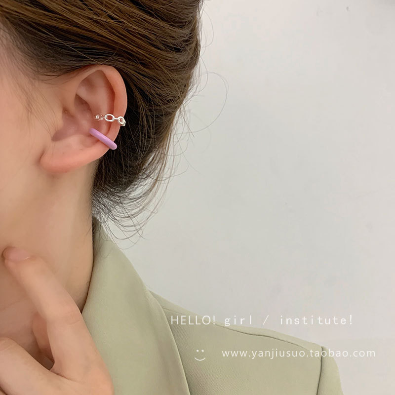 Purple C-shaped ear bone clip women's earrings 2025 new summer style: Simple and versatile, no ear holes for women full figure