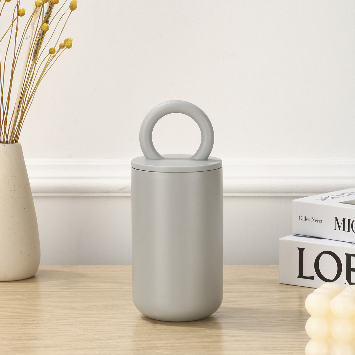 Wholesale of simple 304 stainless steel portable coffee cups, double-layer vacuum insulated cups, and portable cups with handles Specification drawing