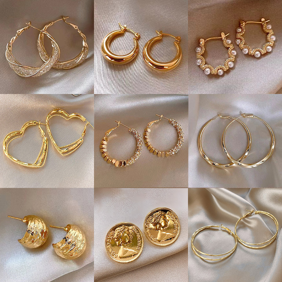Wholesale of classic and retro European and American metal earrings, cold and cool style for women on Instagram, and high-end earrings for socialites full figure