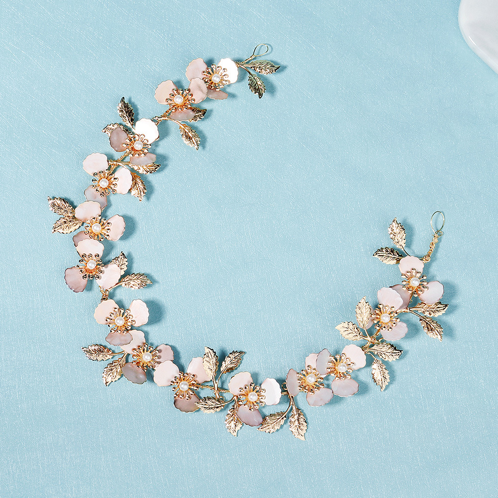 Ancient-style Hanfu headwear, handcrafted flower hair bands, wedding gowns and evening gowns, pearl hair accessories, high-end bridal accessories Specification drawing