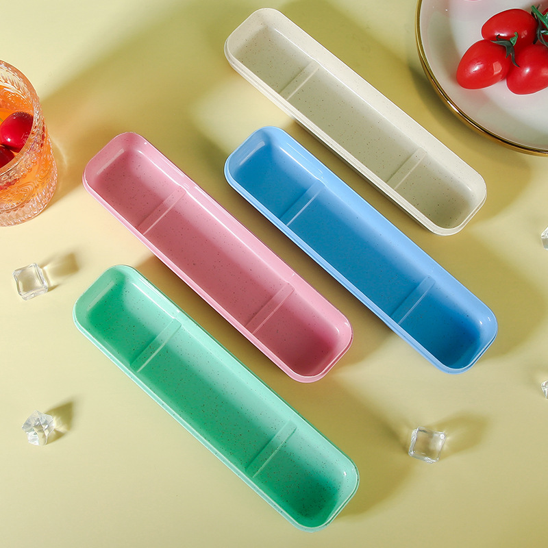 Amazon wheat straw 21cm tableware box, household convenient storage box, tableware spoon and fork portable plastic box wholesale details Picture