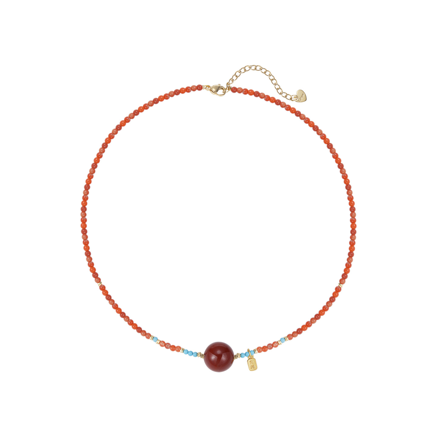 New Chinese-style Nan Hong agate beaded necklace, a niche design, retro and simple style necklace, collarbone chain accessory for women Item Picture