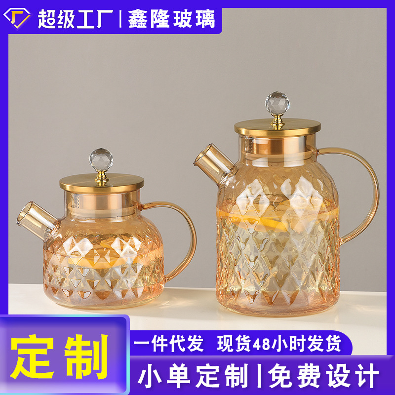 Cold water cup set, high appearance level cold water bottle, refrigerator beverage pot, household large-capacity glass high-temperature resistant explosion-proof water ware full figure
