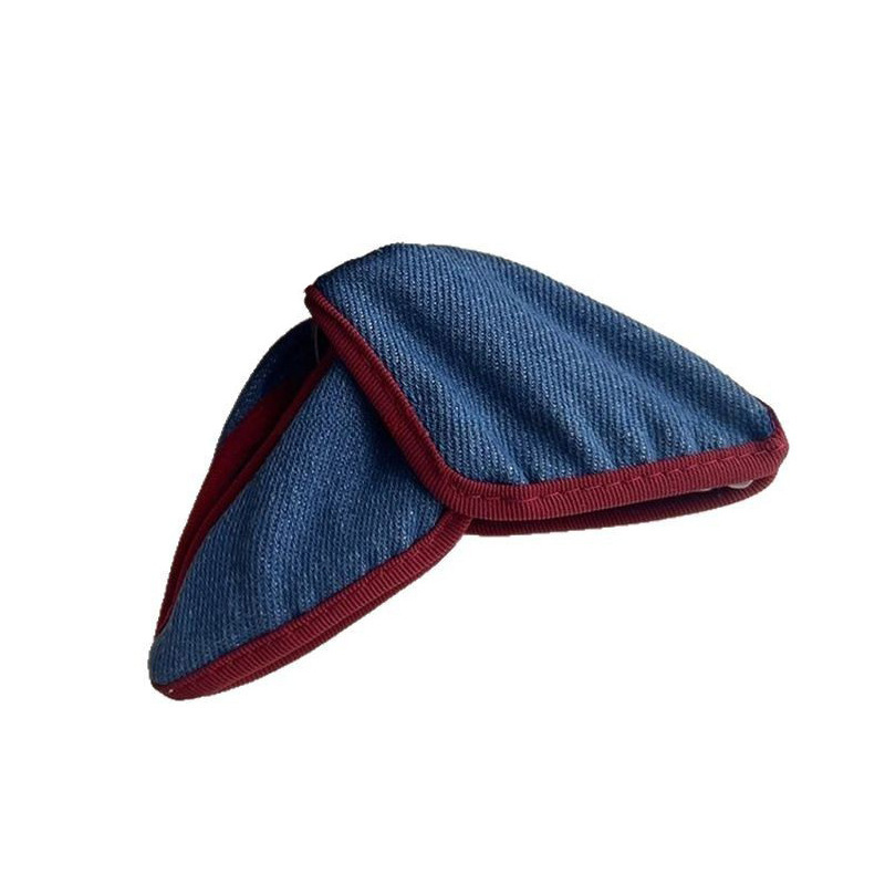 Korean-style retro color-blocking denim triangular claw clip for women, a high-end 2025 new shark clip hair accessory for the back of the head Item Picture
