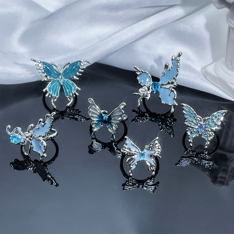 The high-end irregular butterfly opening ring for women on Instagram, with a cold and fashionable style, is a trendy index finger ring for autumn and winter accessories details Picture