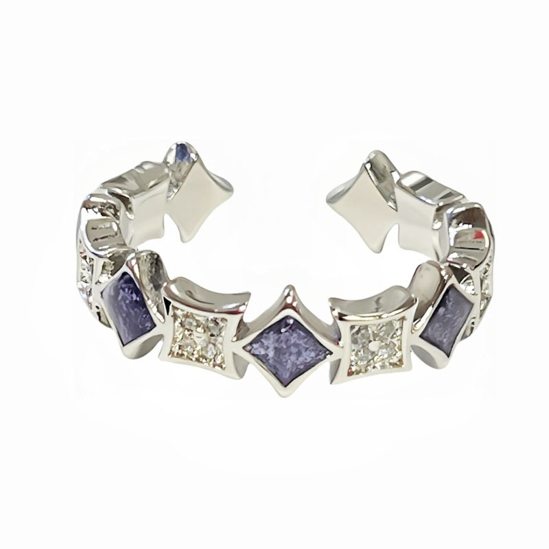 Sweet and cool charm purple rose sparkling star open ring, women's heart purple diamond simple, fashionable and niche design index finger ring Item Picture