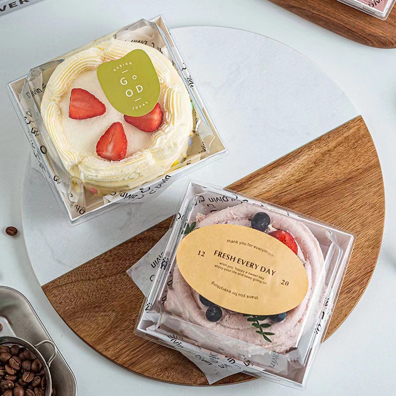 Wholesale 4-inch cake packaging box with high anti-fog transparent box, baking dessert mousse mille-feuille cake packaging box Application Scenario