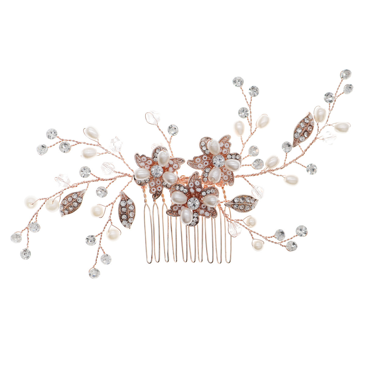 Korean-style wedding dresses, wedding gowns, bride accessories, simple makeup follow-up plates, hair and headwear, alloy rhinestone hair combs, handcrafted pearl combs Item Picture