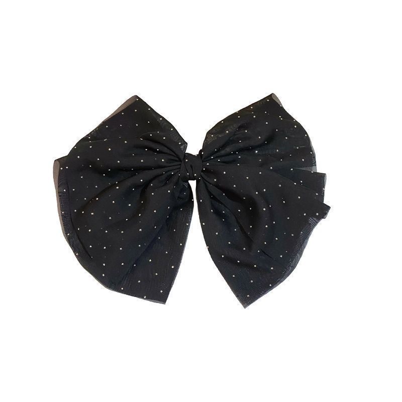 French light luxury star-dot mesh bow spring clip, fashionable and elegant updo, top clip, hair clip, high-end hair accessory Item Picture
