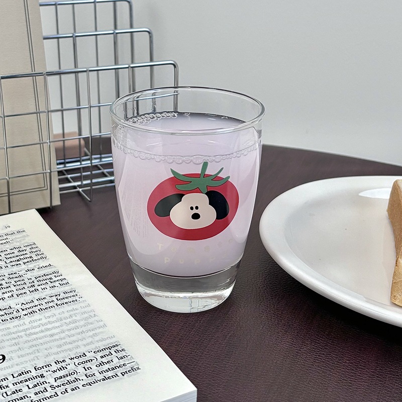 Homemade tomato puppy cold brew cup, glass cup, home creative juice cup, milk cup, coffee cup, breakfast cup details Picture