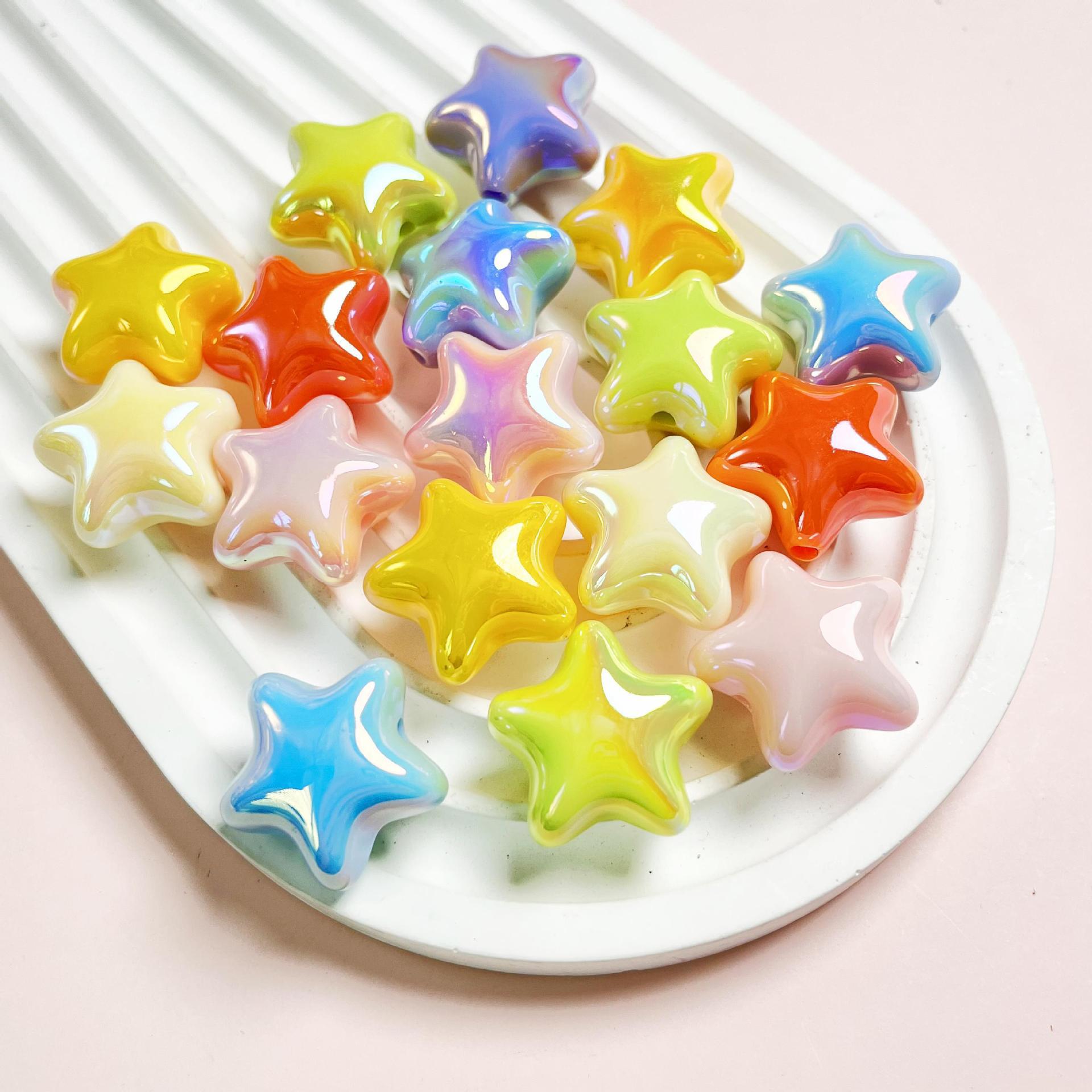 Color-plated solid color starry sky luminous five-pointed star scattered beads diy beaded bracelet, mobile phone chain material, jewelry, pen string accessories Specification drawing