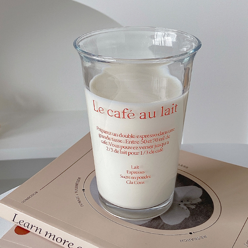 Wholesale of universal Korean InS-style glass cups, coffee cups, American latte cups, cold brew cups and internet-famous cups Specification drawing