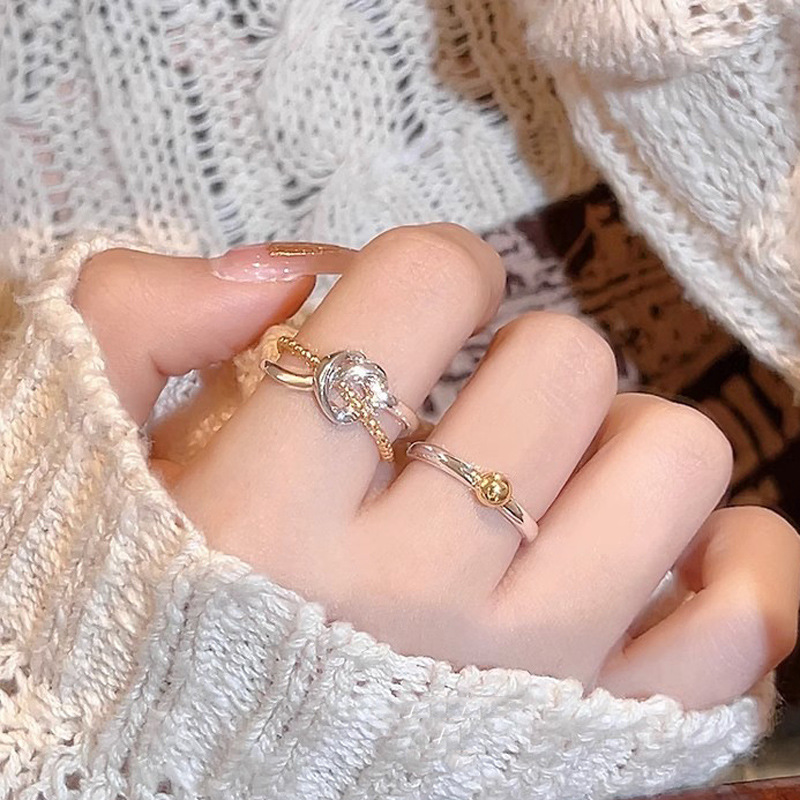 A fashionable and retro color-matched, exquisitely stacked ring with a high-end Korean vibe, a minimalist style on Instagram, and an open ring for women full figure