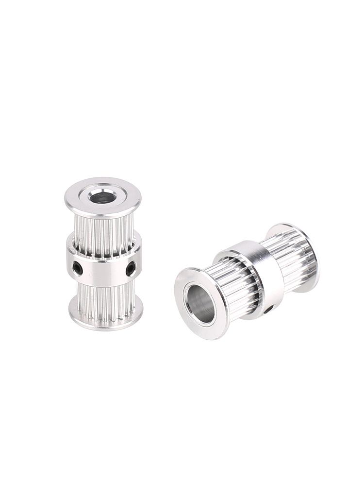 3D printer 2GT double-head integrated synchronous pulley pulley pulley pulley 20-tooth transmission pulley double-groove inner hole aluminum alloy Item Picture