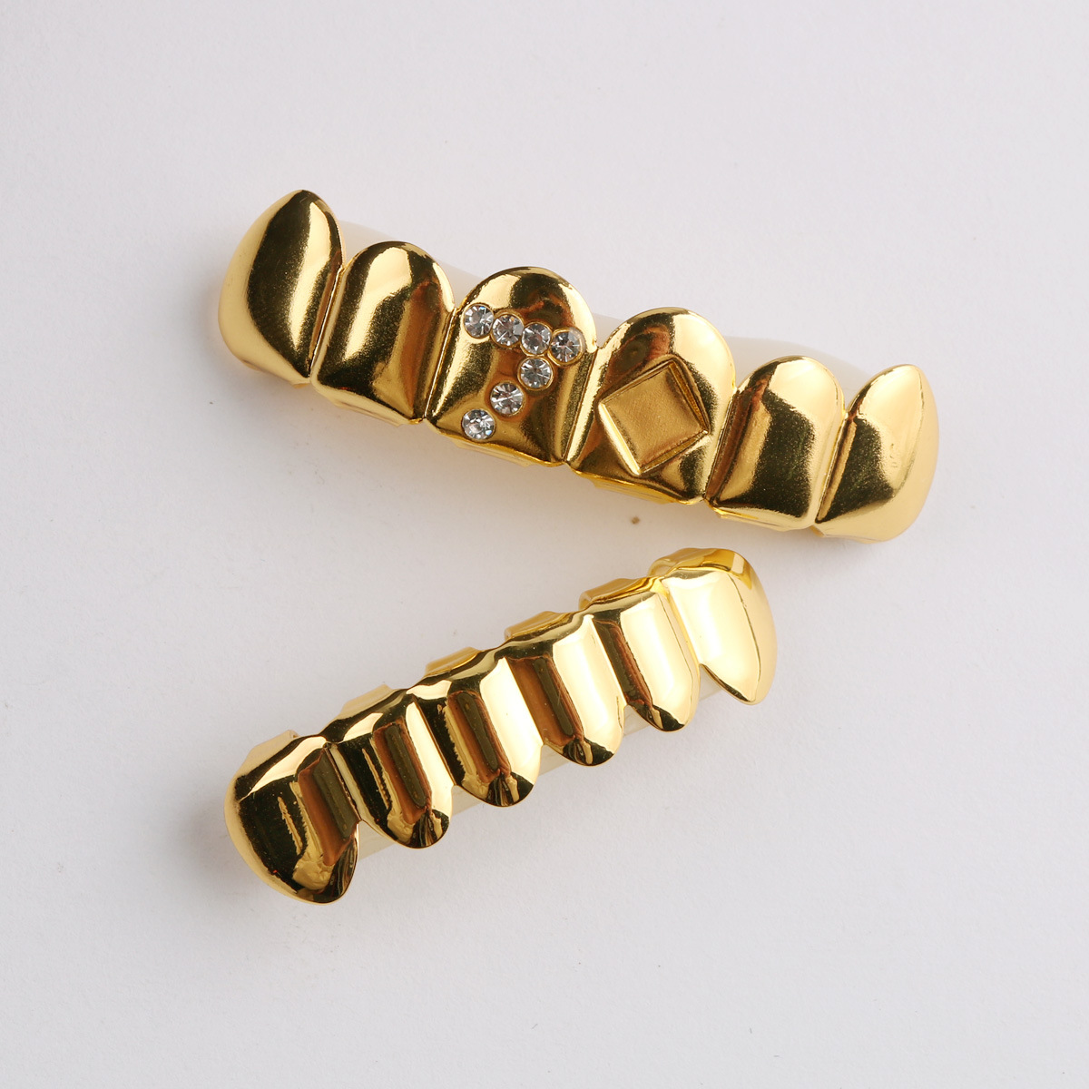 Cross-border best-selling hip-hop braces from Europe and America, digital 7 water diamond Hip-hop electroplated gold teeth decoration, Halloween punk y2k details Picture