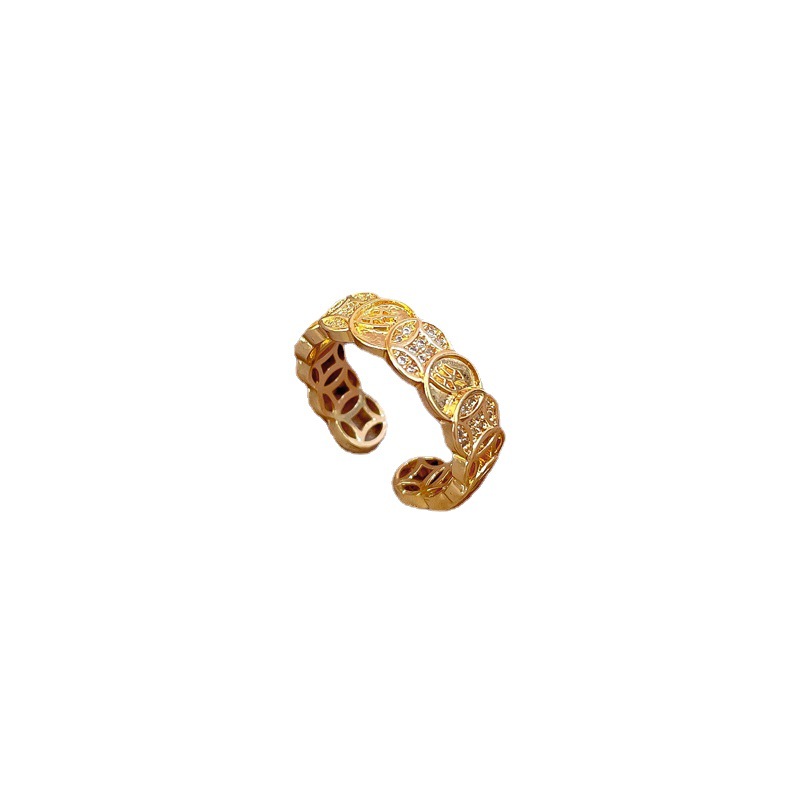 【 Real Gold 】 Couple rings, women's Instagram trendy and luxurious adjustable open ring, cold and unique style index finger ring Item Picture