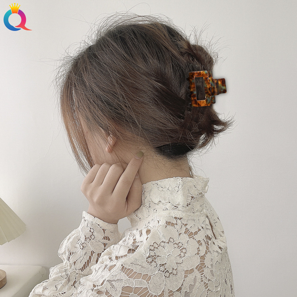 Qiyue Korean Acetate Cube hair clip: Simple and versatile acetate grab clip, back of the head, ponytail updo, shark clip hair accessory Specification drawing