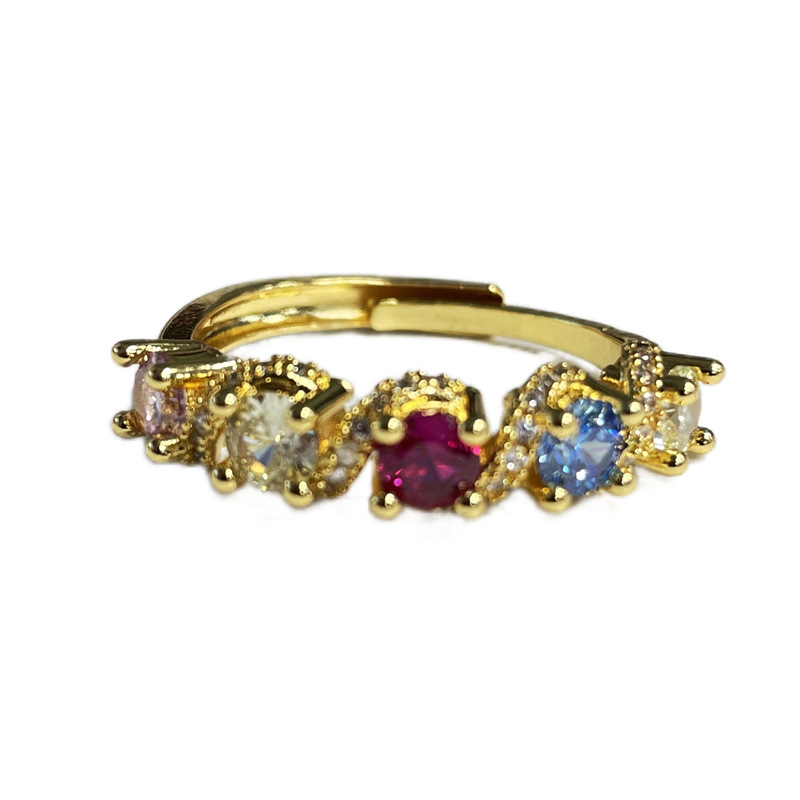 New small cube sugar chain ring for women, stretchable food ring, sweet and cool color diamond, versatile and elegant, niche and cold trend Item Picture