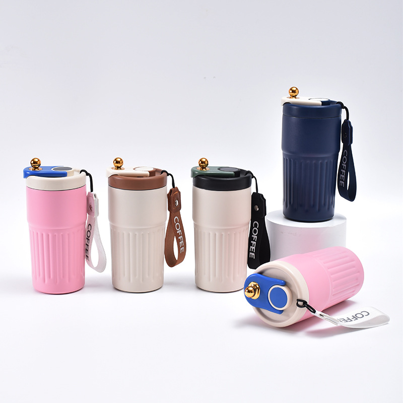 Cross-border high-appearance-level double-layer 304 stainless steel insulated cup, smart temperature-displaying coffee cup, portable car travel cup Specification drawing