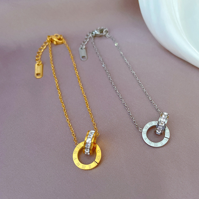 【 All-titanium Steel 】 Elegant Roman ring style, lucky minimalist chain bracelet, female Internet celebrity, retro best friend Specification drawing