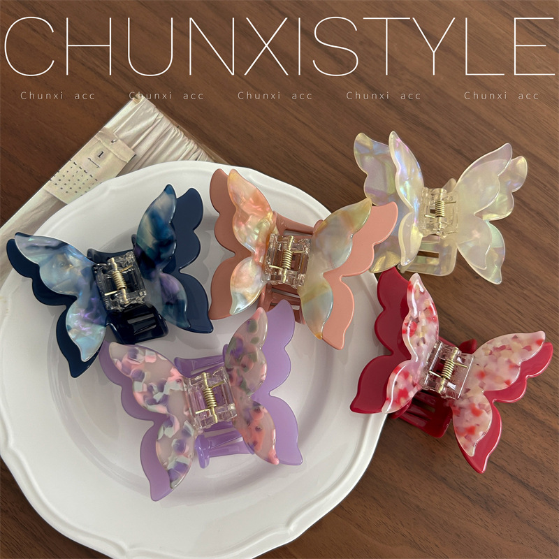 Thickened acetic acid material! Double-layer bow, cute and lively. The back of the head is a hair-grabbing shark clip for girls details Picture