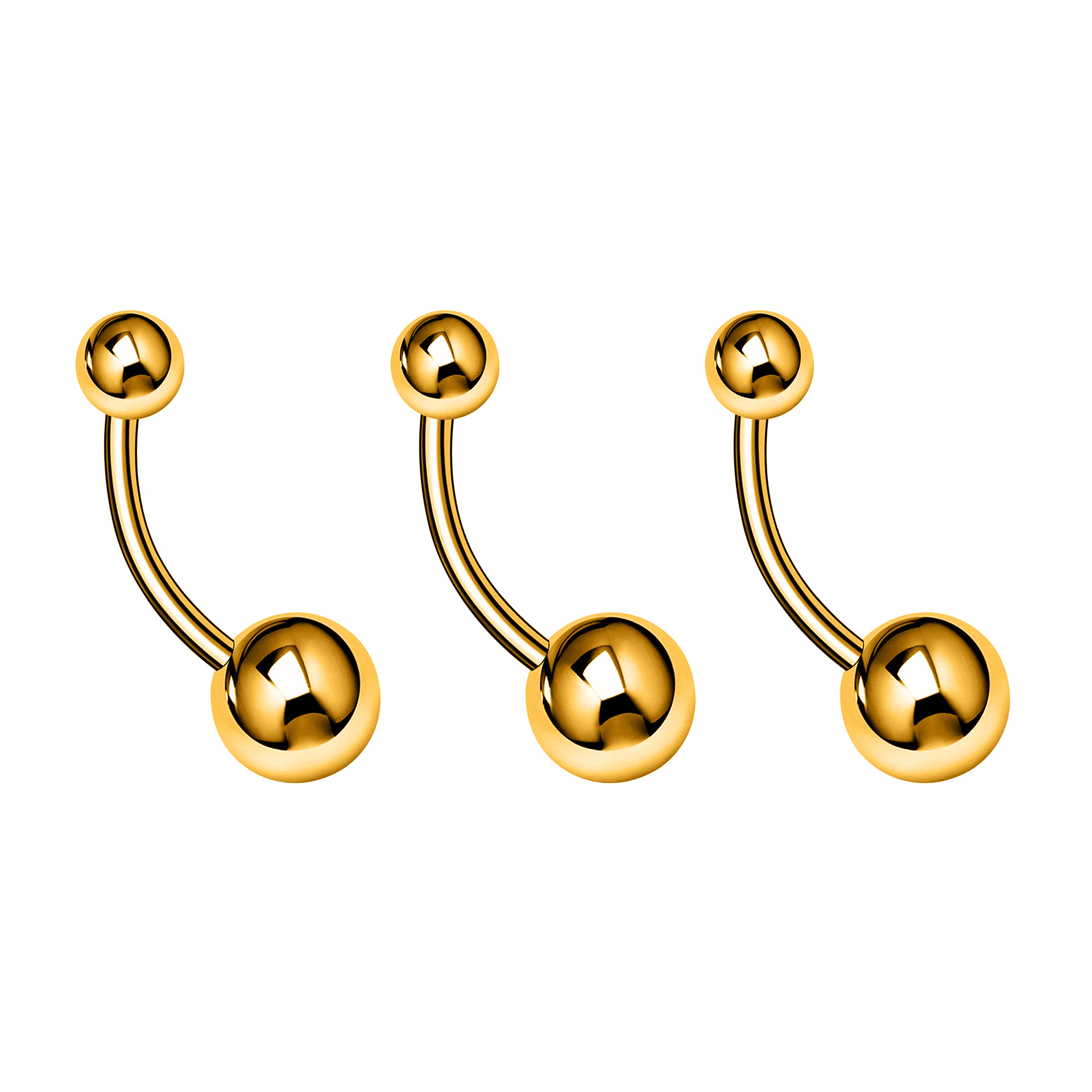 Stainless steel water diamond navel nail, simple curved rod, 14G double ball navel ring, Amazon cross-border e-commerce factory in stock undefined